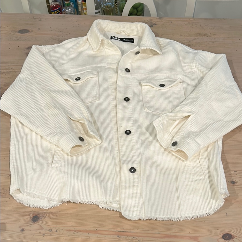 Zara Cream Corduroy Button-Up Jacket